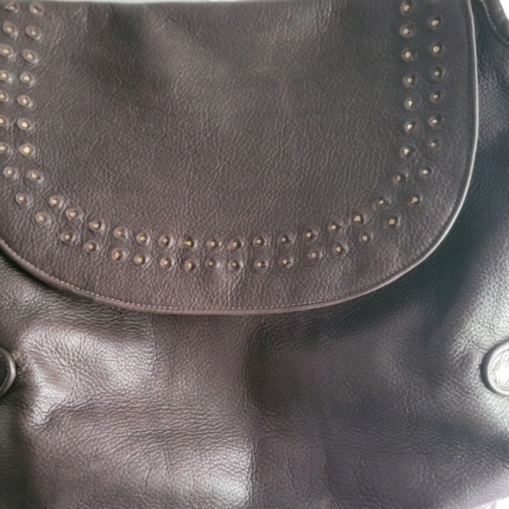 Colleen Cordero Handstudded Messenger Crossbody Brown Leather Shoulder Bag - Picture 5 of 14